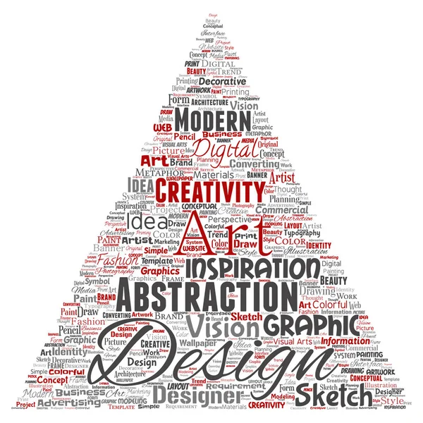 矢量概念创意艺术图形标识设计视觉三角箭头词云孤立背景 透视造型的拼贴画 — 图库矢量图片