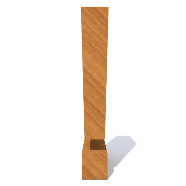 概念の木製のブラウン フォント 白い背景で隔離の木材部分です イラストレーションとして教育材料 滑らかな表面の松感嘆符 — ストック写真