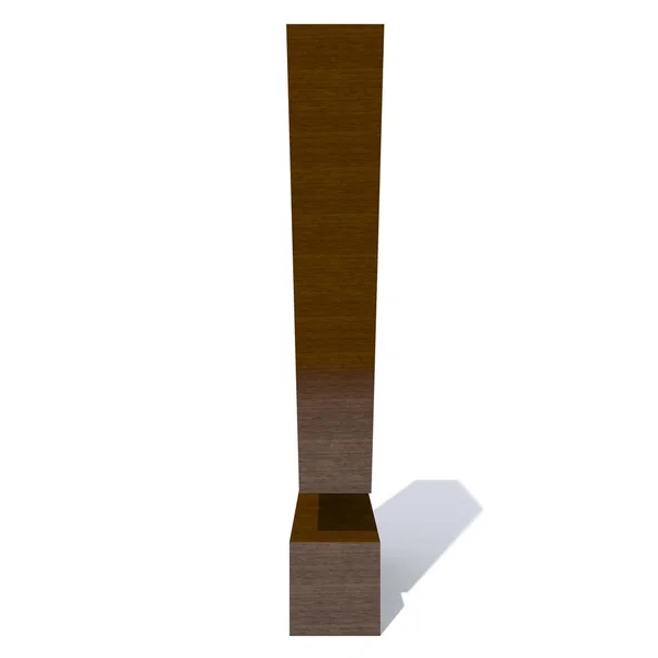 概念的な木材や木製の茶色のフォント 木材または白い背景に分離された木材の部分です 滑らかな表面感嘆符が教育的な イラスト — ストック写真