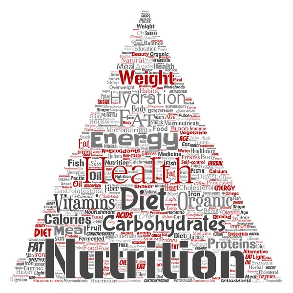 Nutrição saúde nuvem palavra —  Vetores de Stock