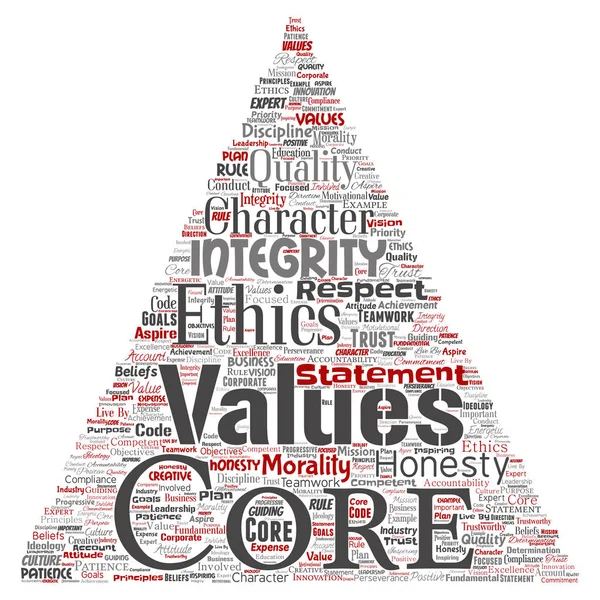 Core values word cloud — Stock Vector