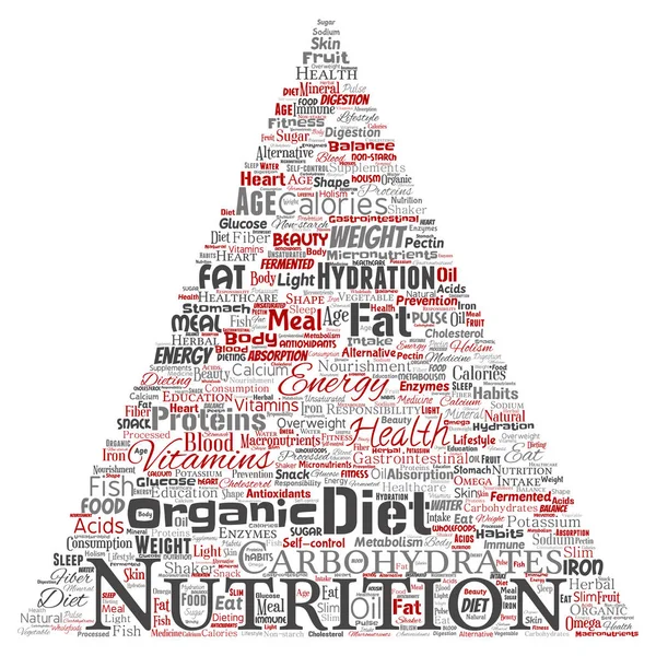 Vector Conceptual Nutrition Health Diet Triangle Arrow Word Cloud Isolated — Stock Vector