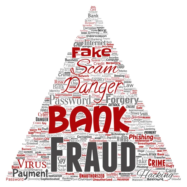 Vector Conceptual Bank Fraud Payment Scam Danger Triangle Arrow Word — Stock Vector