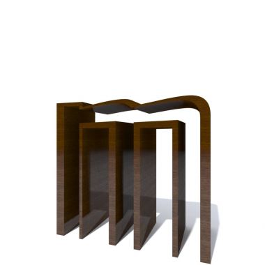 Kavramsal ahşap veya ahşap kahverengi yazı tipi veya beyaz arka plan üzerinde izole türü, ahşap veya Kereste Sanayi parça. Eğitici hadwood malzeme, pürüzsüz yüzey maun el yapımı 3d çizim nesnesi heykel.