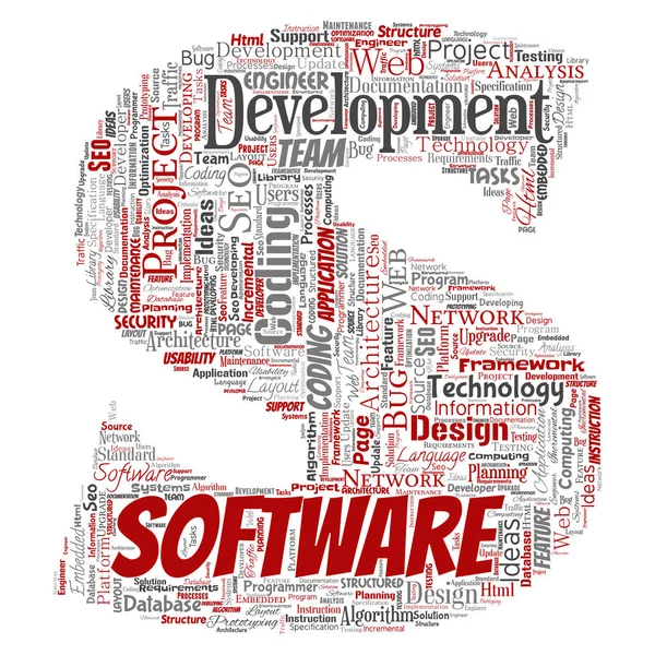 Vector Projeto Desenvolvimento Software Conceitual Codificação Tecnologia Letra Fonte Nuvem —  Vetores de Stock