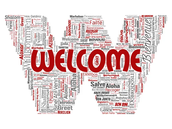 Vector Conceptual Abstract Welcome Greeting International Letter Font Word Cloud — Stock Vector