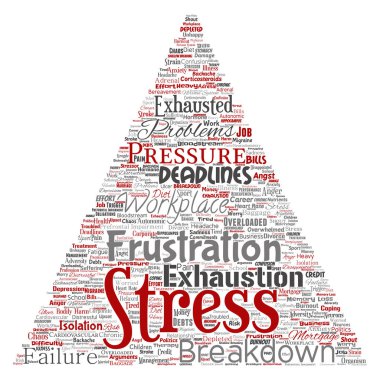 Beyaz arka plan üzerinde izole üçgen şeklinde farklı sözcükler kümesi