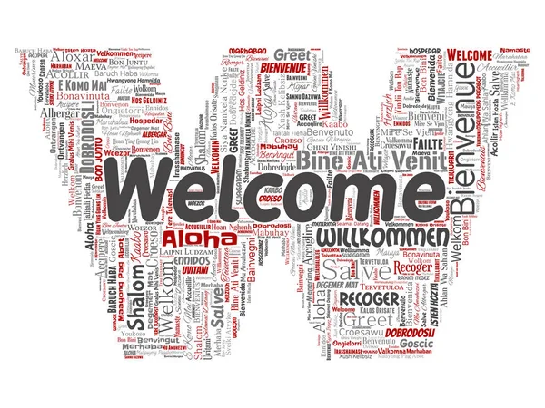 Conceptual Abstract Welcome Greeting International Letter Font Word Cloud Different — Stock Vector