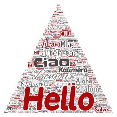 Kavramsal üçgen ok Merhaba veya farklı dillerde kelime bulutu tebrik.