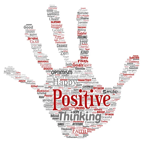 Positive Thinking Happy Strong Attitude Hand Print — Stock Vector