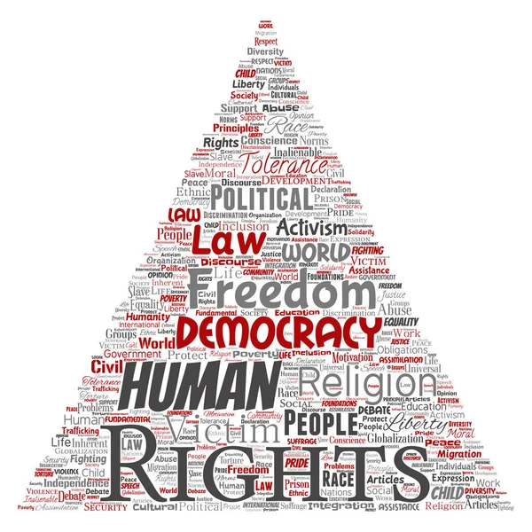 Nsan Hakları Siyasi Özgürlük Demokrasi Üçgen Kelime Bulutu — Stok Vektör