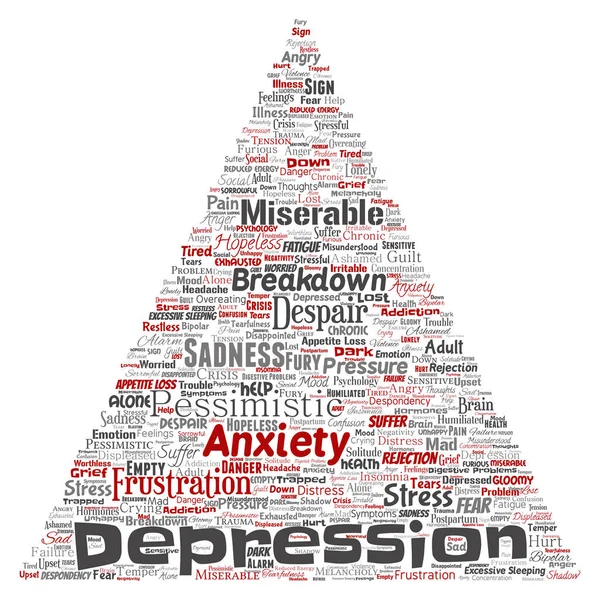 Depresi Konseptual Vektor Atau Gangguan Mental Masalah Segitiga Panah Kata - Stok Vektor