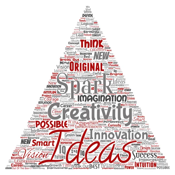 Vector Conceptuele Creatief Idee Brainstormen Menselijke Driehoek Pijl Word Cloud — Stockvector