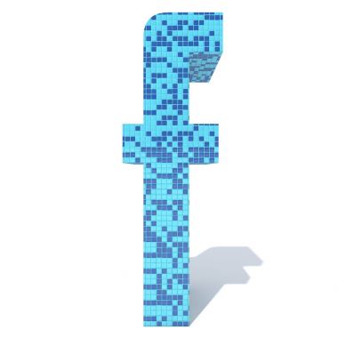 Beyaz arka plan üzerinde izole açık ve koyu mavi mozaik küçük harf f.