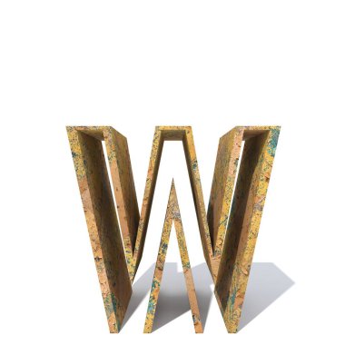 Beyaz arka plan üzerinde izole kavramsal eski paslı metal küçük harf w.