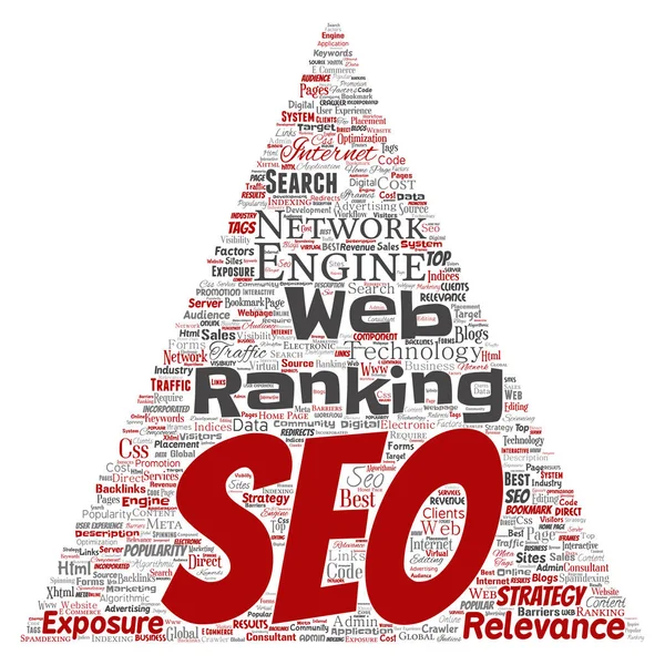 Pesquisa Resultados Motor Otimização Topo Classificação Seo Triangular Seta Palavra — Vetor de Stock