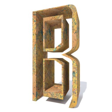 Beyaz arka plan üzerinde izole kavramsal eski paslı metal yazı tipi b