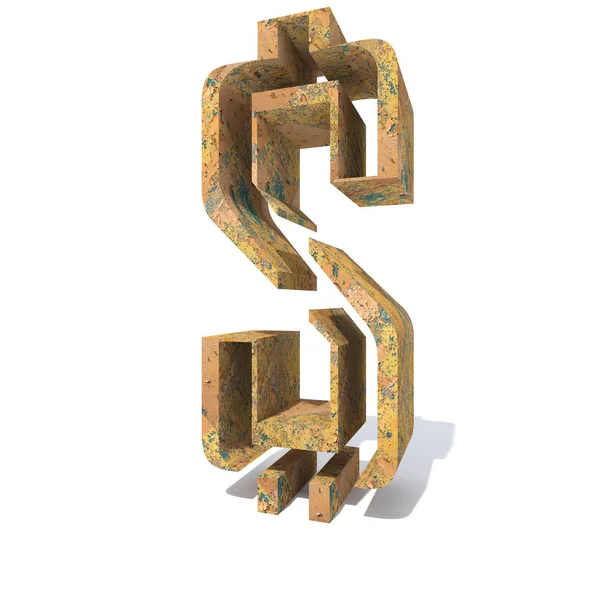 Oude Verroeste Metalen Lettertype Van Dollar Geïsoleerd Witte Achtergrond — Stockfoto