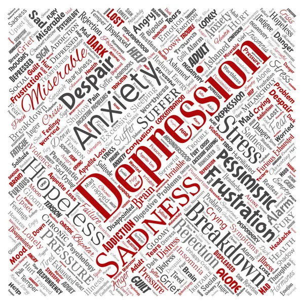 Conceptual Depression Mental Emotional Disorder Problem Square — Stock Vector