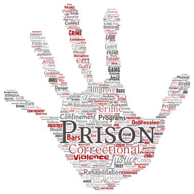 kavramsal hapishane, adalet, suç el izi damga kelime bulutu