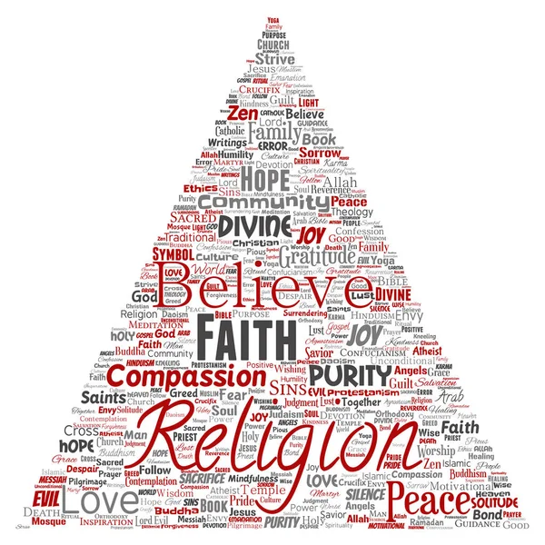 Concept Religion God Faith Spirituality Triangle Arrow Word Cloud — стоковый вектор