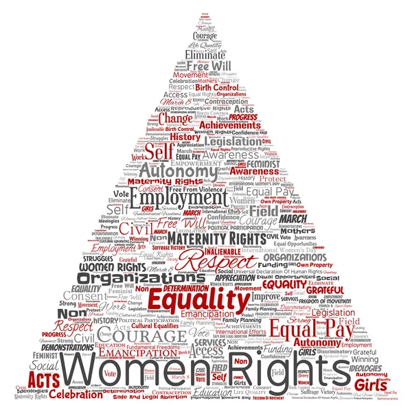 Концептуальные Права Женщин Равенство Стрелка Свободной Воли Облаке Слов — стоковый вектор