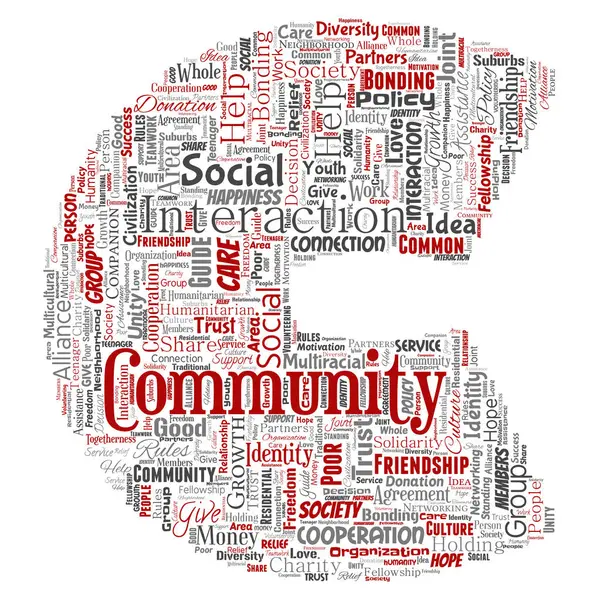 Conceptual Community Social Connection Letter Font Word Cloud — Stock Vector