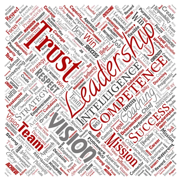 Vector Conceptuele Bedrijfsstrategie Leiderschap Management Waarde Skyline Rood Word Cloud — Stockvector