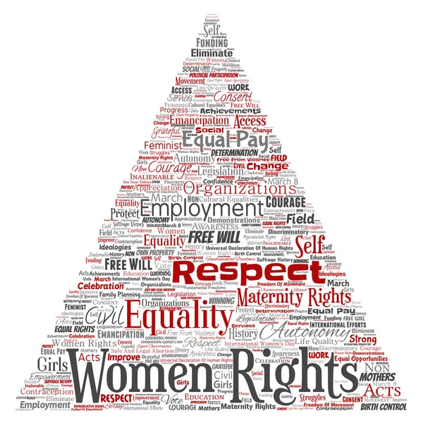 Donne Concettuali Vettoriali Diritti Uguaglianza Libero Arbitrio Triangolo Freccia Parola — Vettoriale Stock