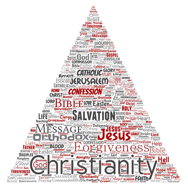 Vector Conceptual Christianity Jesus Bible Testament Triangle Arrow Red Word — Stock Vector