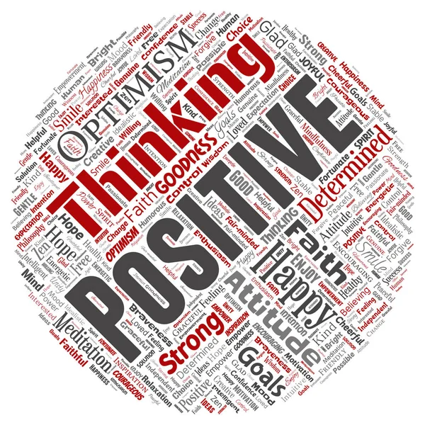Vector Conceptual Positive Thinking Happy Strong Attitude Circle Red Word — Stock Vector