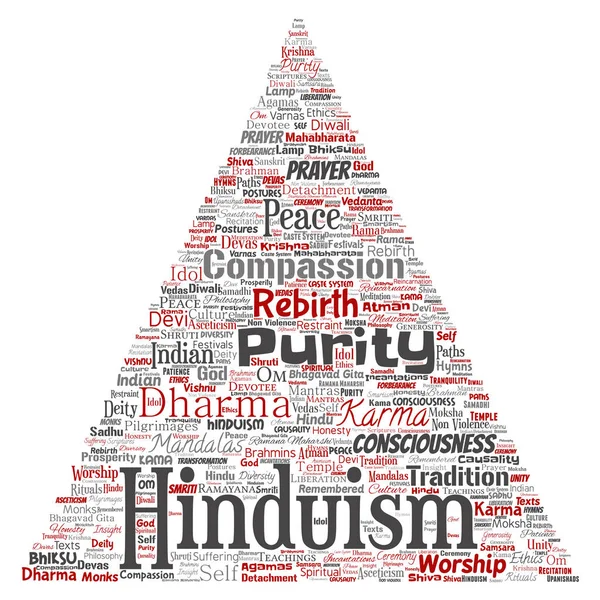 Vector Conceptual Hinduism Shiva Rama Yoga Triangle Arrow Red Word — Stock Vector