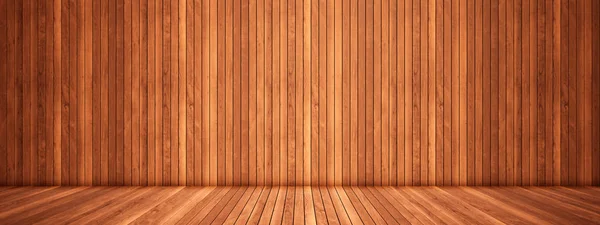 Koncepcja lub konceptualne vintage lub grungy brązowe tło z naturalnego drewna lub drewnianej starej struktury podłogi i betonowej ściany dla kontrastu. Ilustracja 3D metafora czasu, materiału, samotności lub rdzy — Zdjęcie stockowe