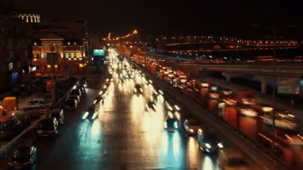 Nightlapse van verkeer, de weg en de stad centrum verlichting Stockvideo