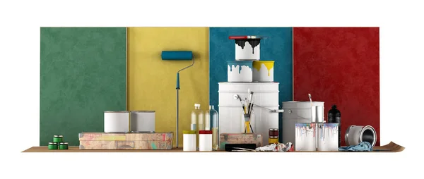 Tools voor Selecteer een kleurenstaal om te schilderen van de muren — Stockfoto