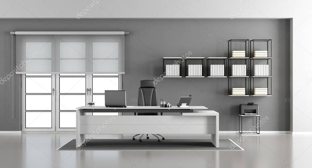Oficina moderna blanca y gris — Foto de stock © archideaphoto #134461046
