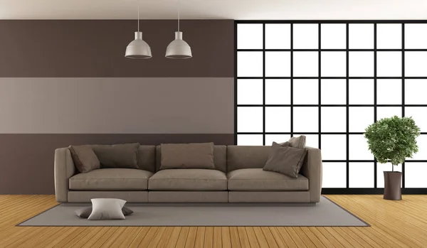 Lounge moderno marrom — Fotografia de Stock