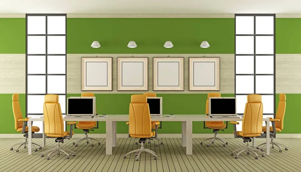 Современный зеленый зал заседаний — стоковое фото