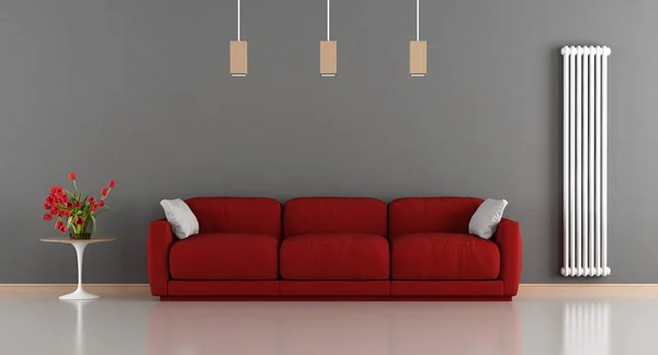 Red and gray modern living room — Stock Photo, Image