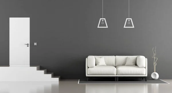 Salon minimaliste noir et blanc — Photo