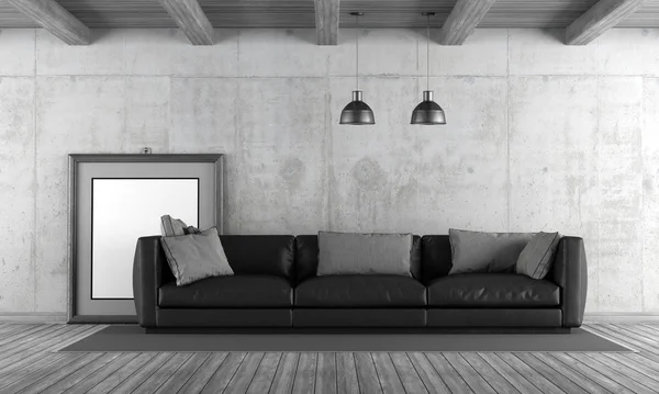 Concrete woonkamer met sofa — Stockfoto