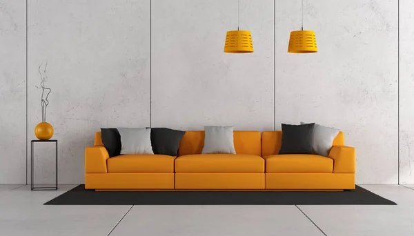 Betonzimmer mit modernem Sofa — Stockfoto