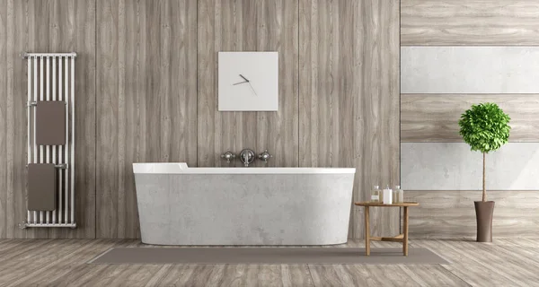 Деревянная и бетонная ванная — стоковое фото
