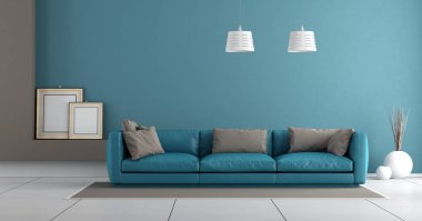 Mavi modern oturma odası