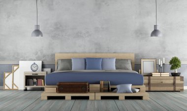 Rustik tarzda yatak odası