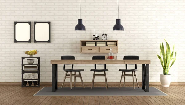 Eetkamer in industriële stijl — Stockfoto