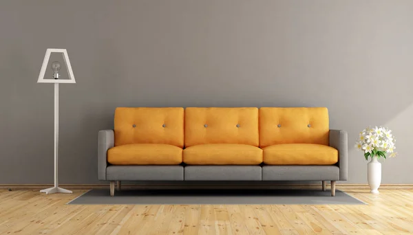 Sala de estar cinza e laranja — Fotografia de Stock