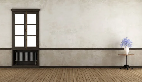Пустой ретро зал с окном — стоковое фото