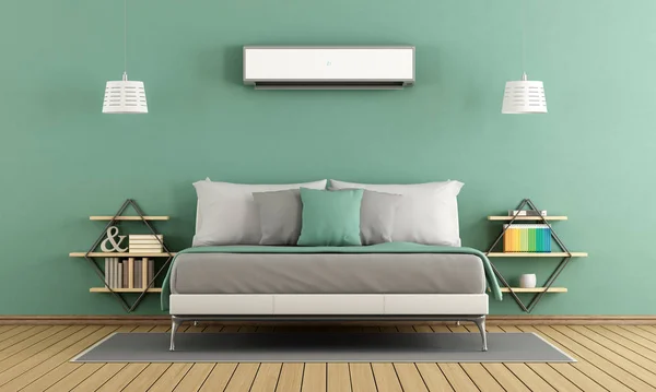 Green modern bedroom — Stock Photo, Image