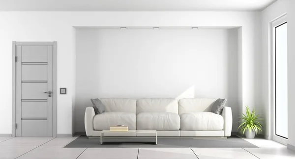 Λευκό καναπέ στο καθιστικό — Φωτογραφία Αρχείου